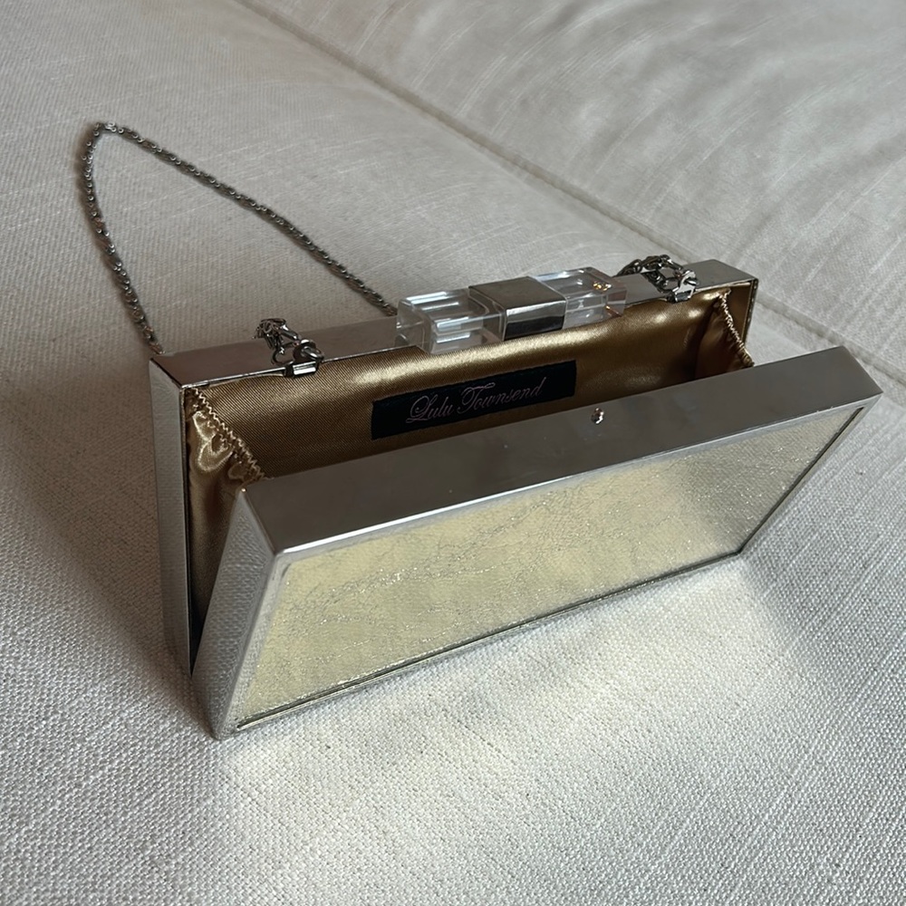Lulu Townsend glass box gold/silver clutch